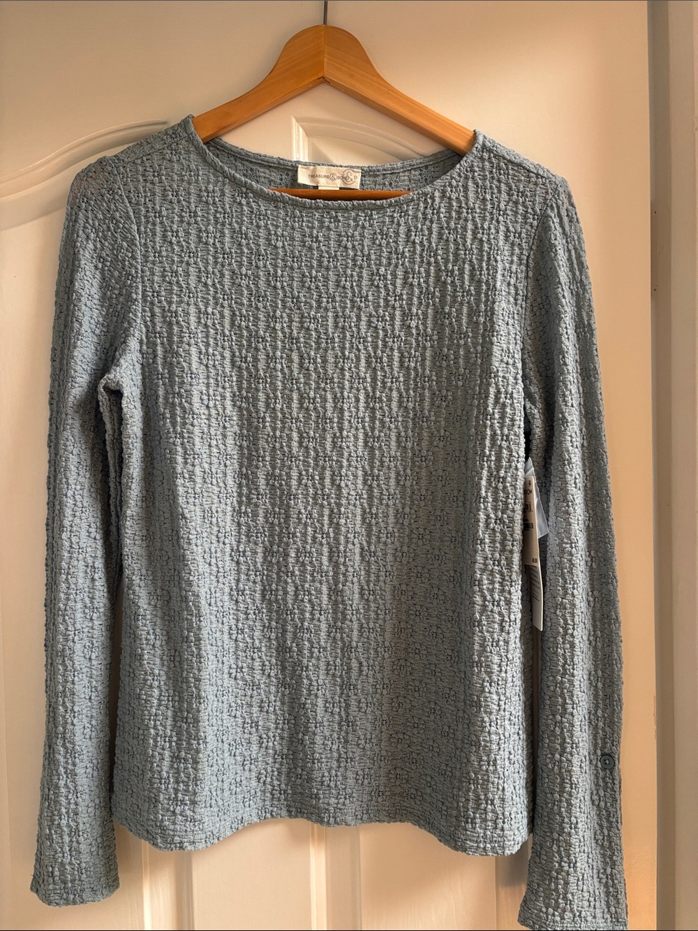 Treasure & Bond Light Blue Textured Long-Sleeve Top